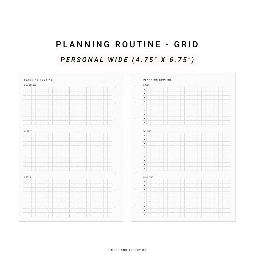 Planning Routine Printable Personal Wide - Etsy