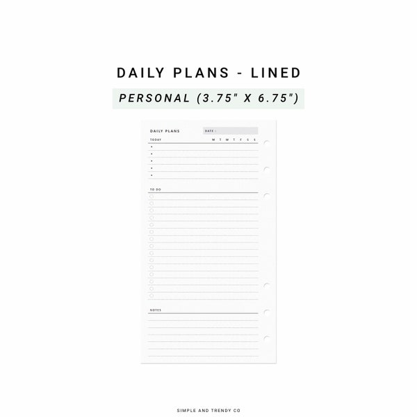 Daily Planner Printable Personal Planner Inserts, Daily Organizer, Daily Organiser, Daily Planner Template, Printable Daily Schedule PDF