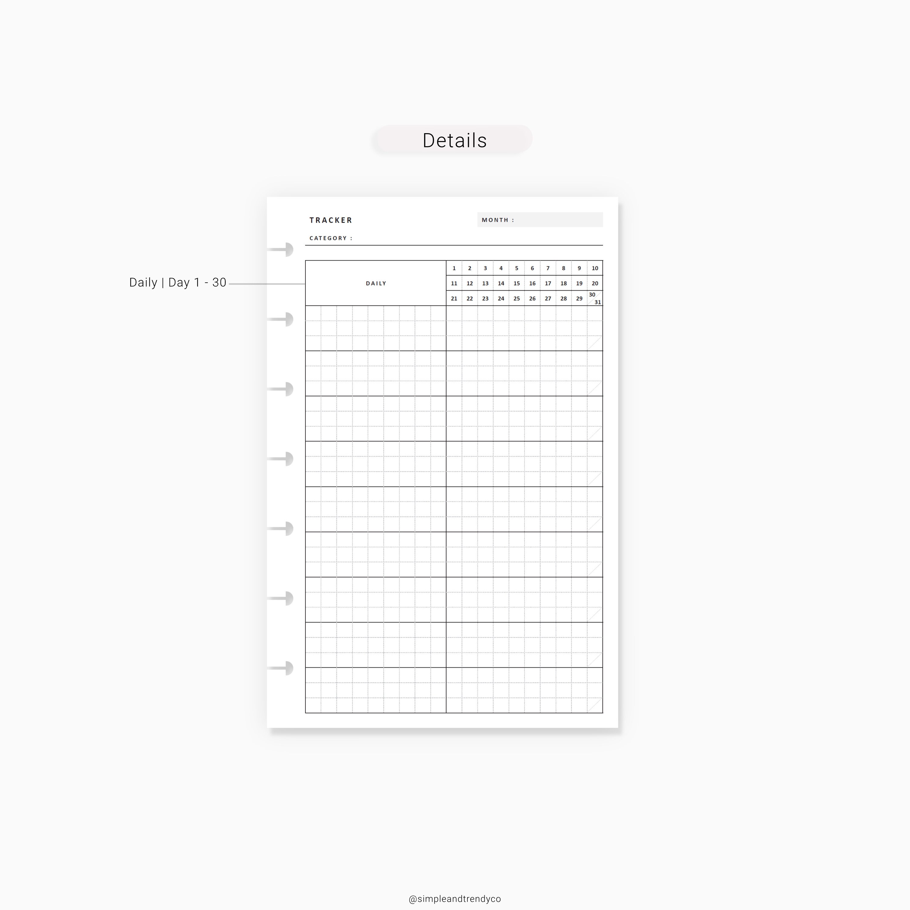 Monthly Tracker Printable Happy Planner Mini Skin Care | Etsy