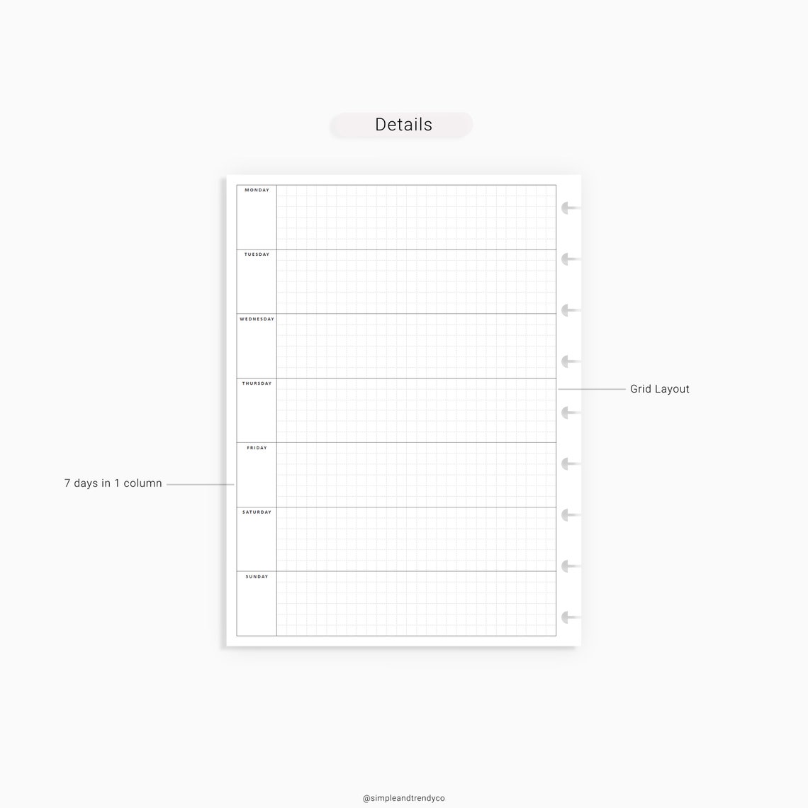 Weekly on one page weekly planner pages printable happy etsy