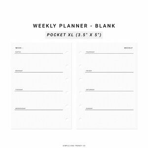 Weekly Planner Printable Pocket XL, Weekly Schedule Printable, Weekly ...