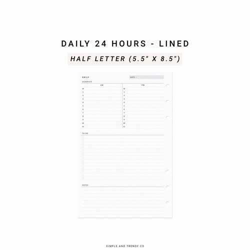 Daily Planner Printable Half Size Half Letter Inserts Daily - Etsy