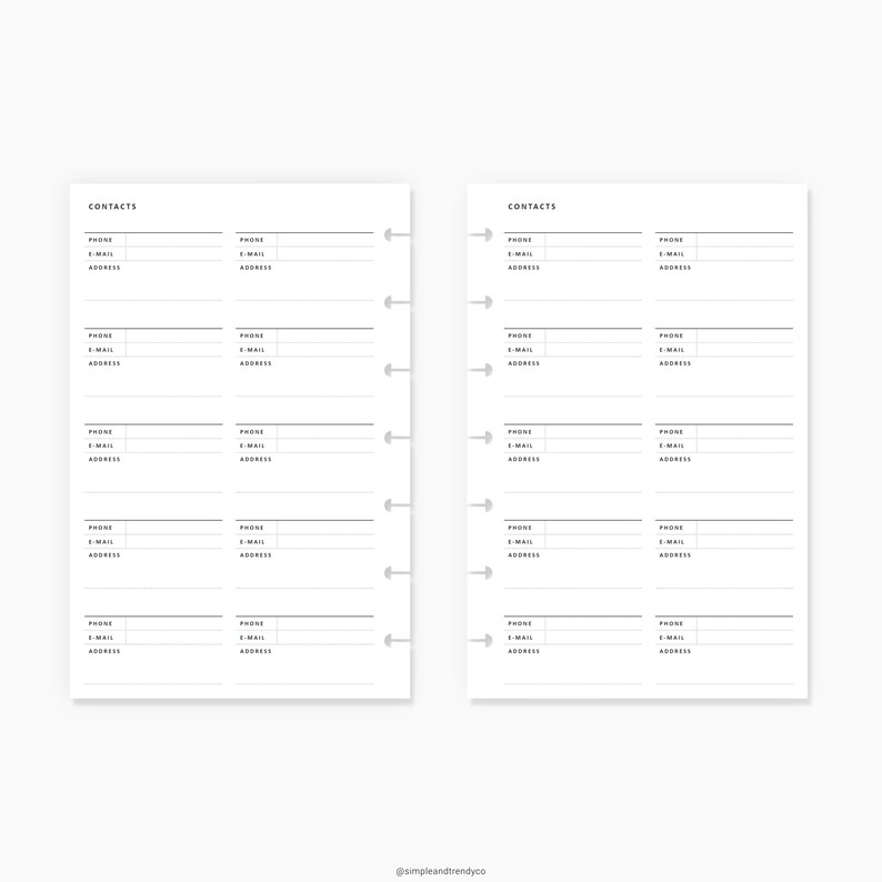 Printable Contacts List Happy Planner Mini Emergency | Etsy