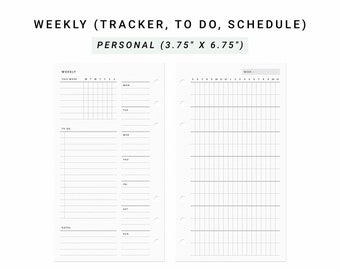WO2P Personal Planner Inserts, Weekly Planner Printable, Weekly Schedule, Weekly Habit Tracker, Horizontal Schedule
