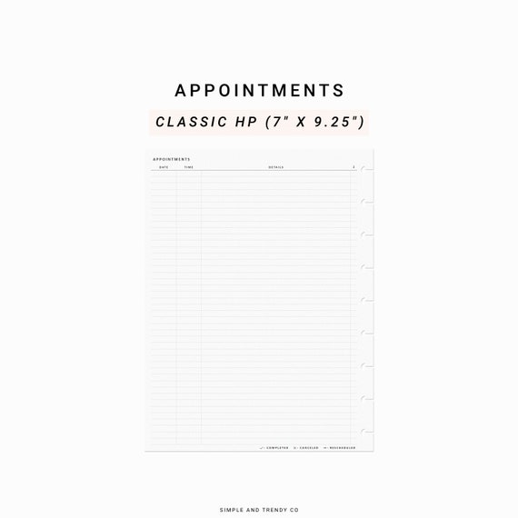 Appointments Happy Planner Classic Appointment Printable - Etsy