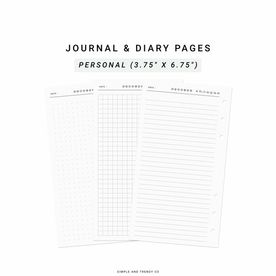Printable Diary Pages, Travel Journal Personal Planner Inserts, Writing Journal Blank Journal, Travel Diary, Journal Diary Template