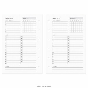 Monthly Overview Printable Pocket Size, Month on a Page, Month at a ...