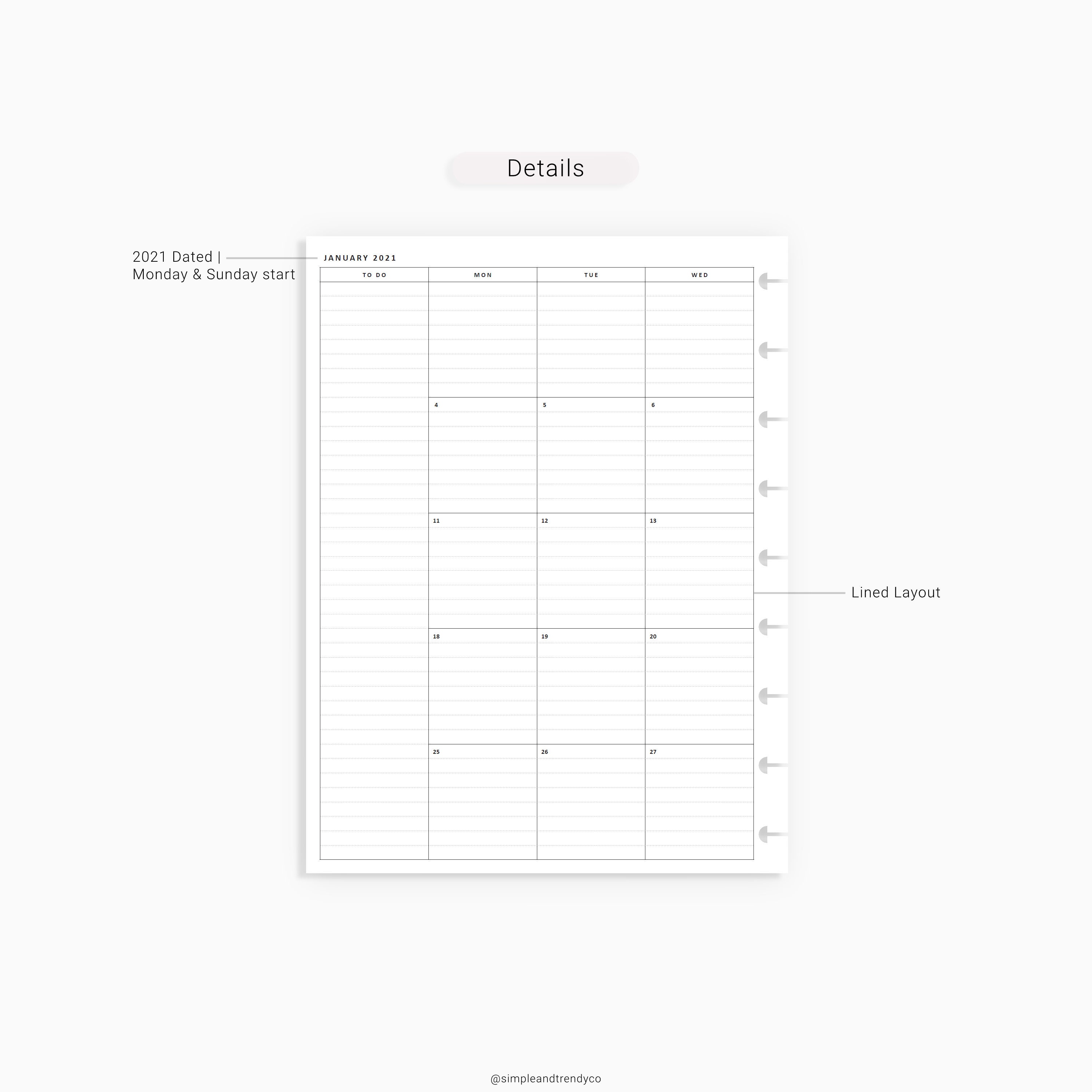 Happy Planner Classic 2021 Dated Monthly Planner Printable Etsy