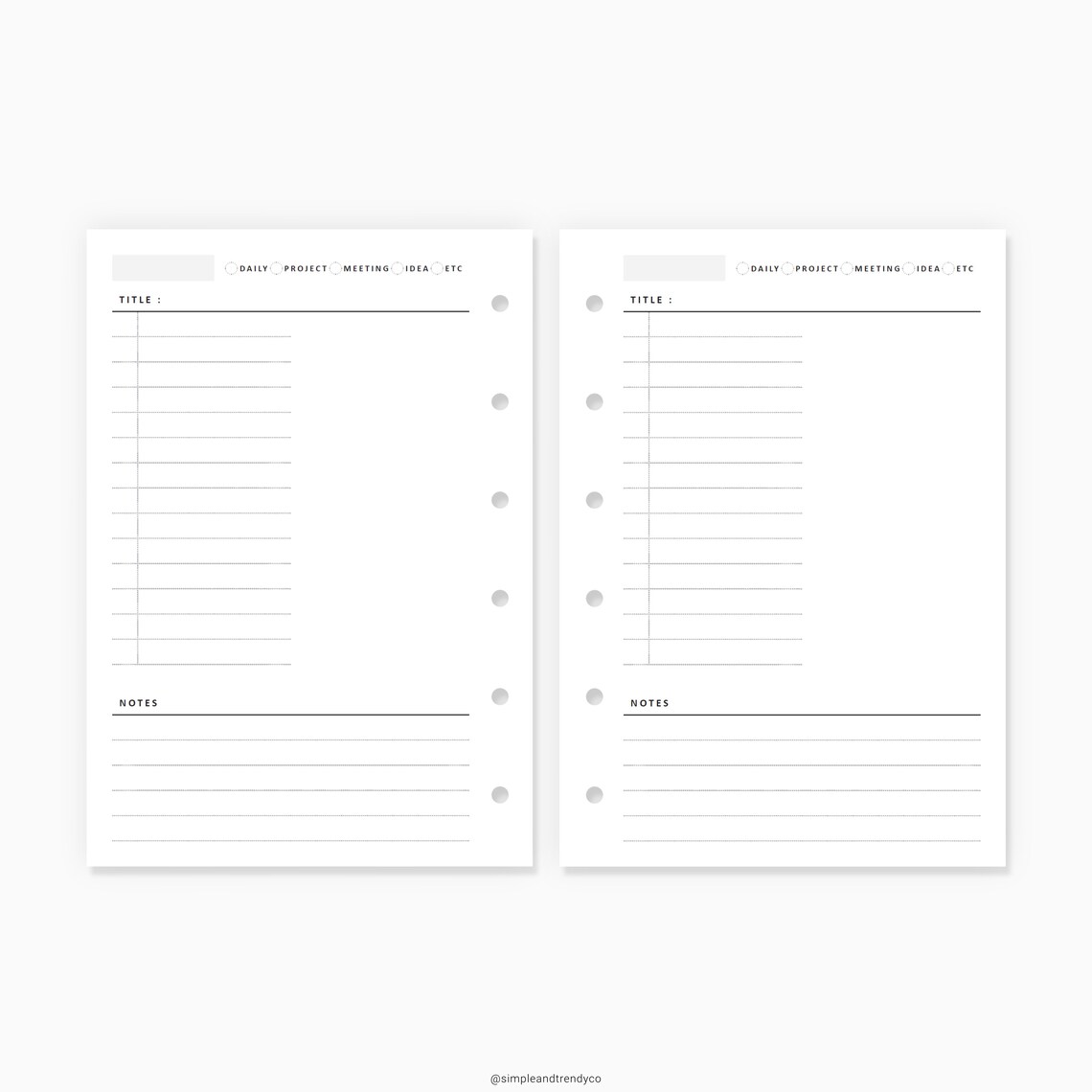 Project Planner Pocket XL Printable Daily Planner Ideas Etsy