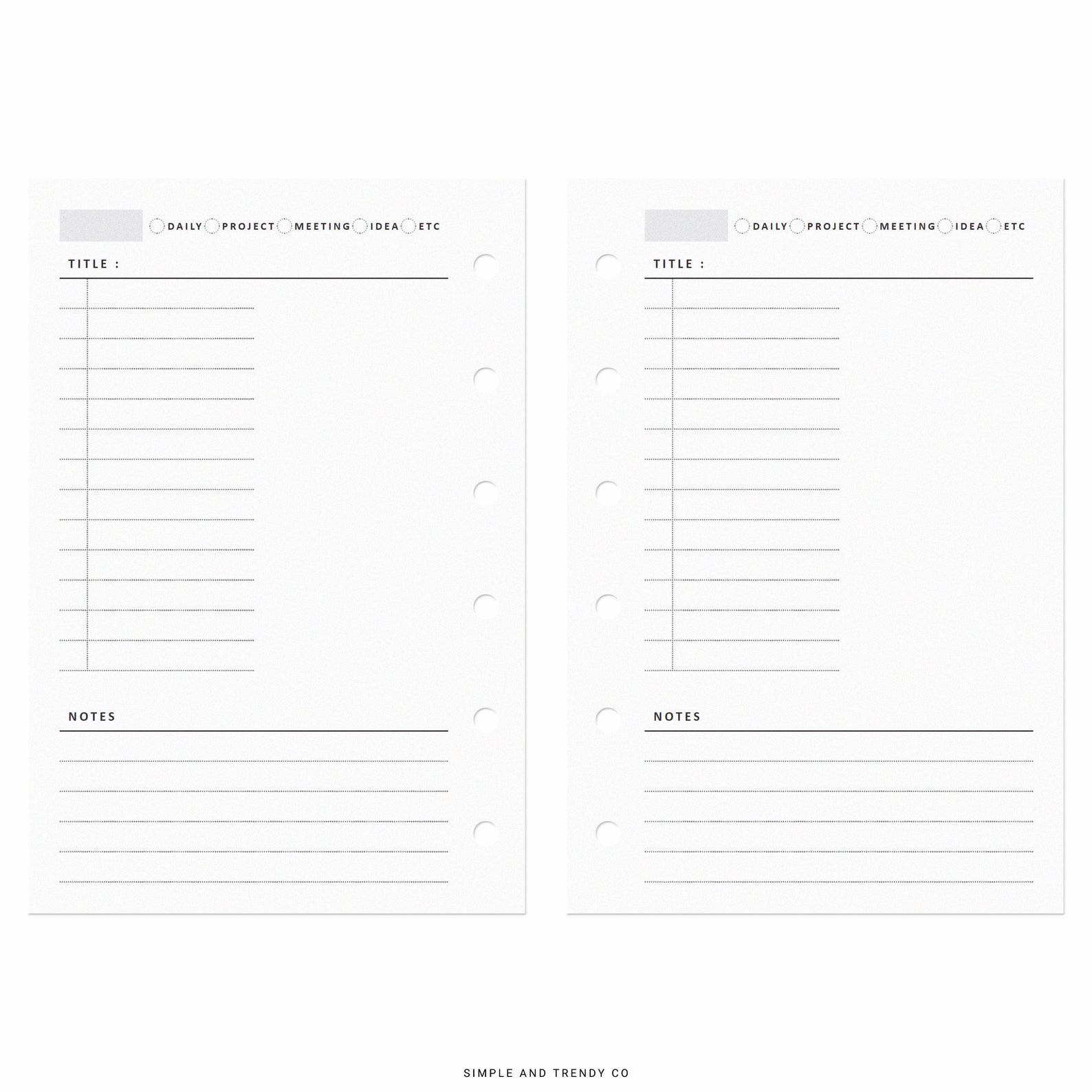 Project Planner Pocket Size Printable Daily Planner Ideas Etsy