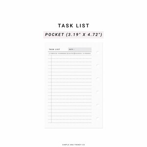 Printable to Do List Pocket Size, Daily to Do List, Printable Task List ...