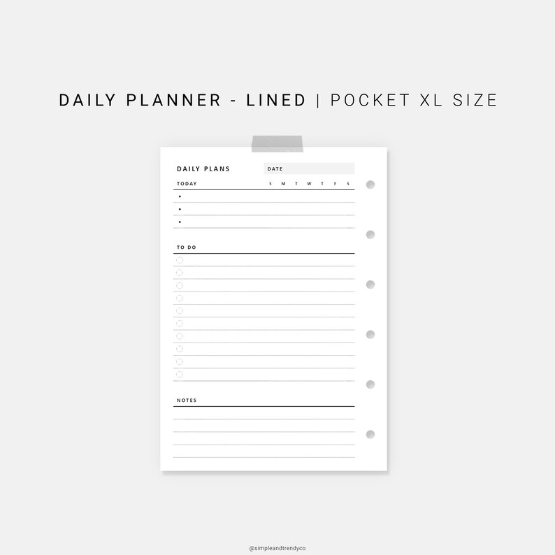 Daily Planner Printable Pocket XL Daily Organizer Daily Etsy
