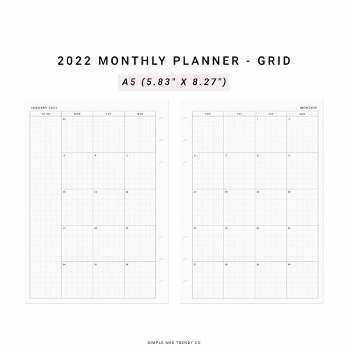 2022 Hobonichi Yearly Planner A5 Planner Inserts Printable Etsy