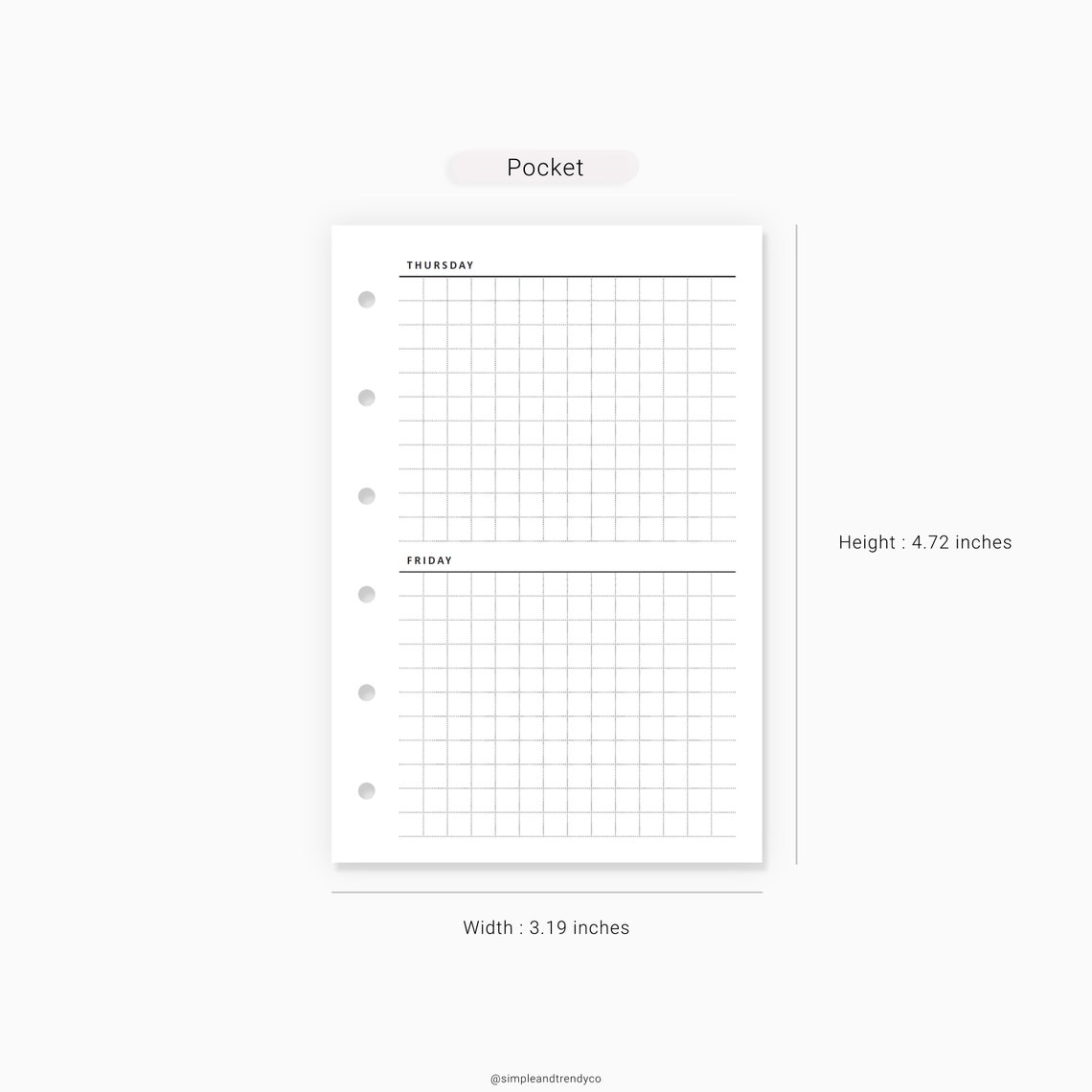 Undated Weekly Planner Printable Pocket Size Weekly Schedule | Etsy