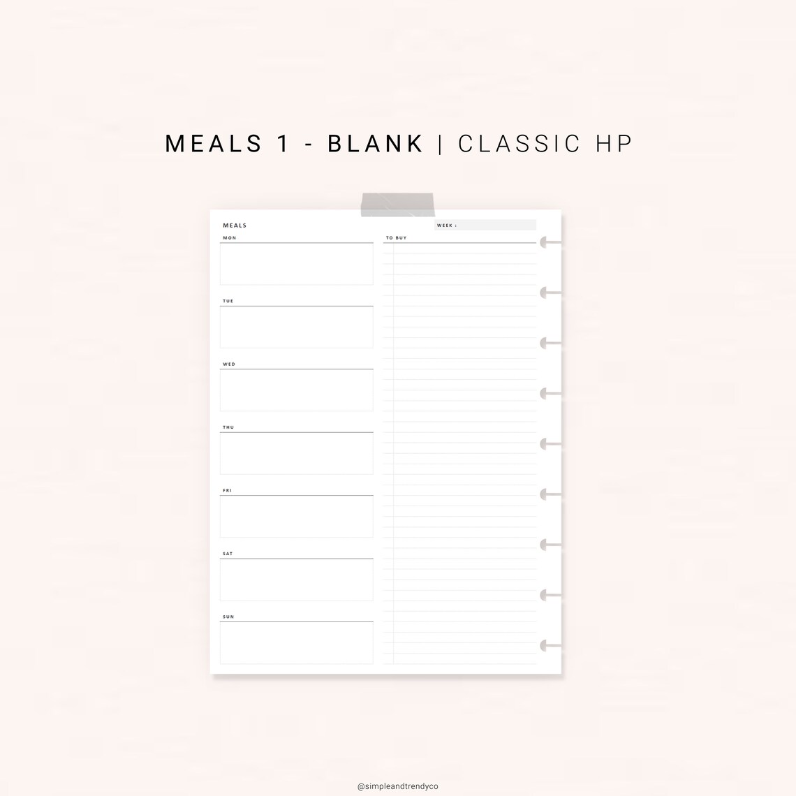 Meal Planner Happy Planner Classic Weekly Meal Plan Template | Etsy