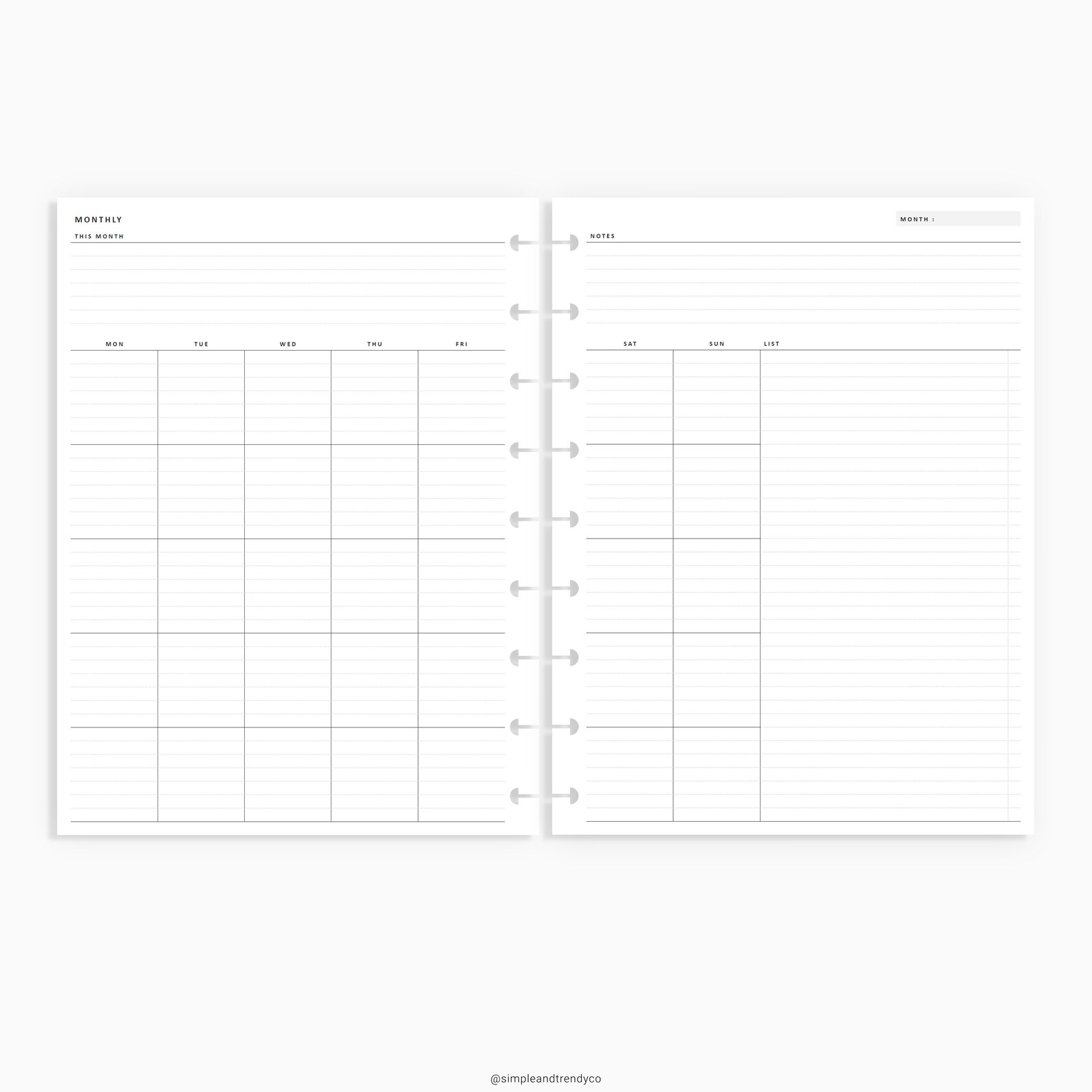 Monthly Planner Happy Planner Classic Printable Monthly | Etsy