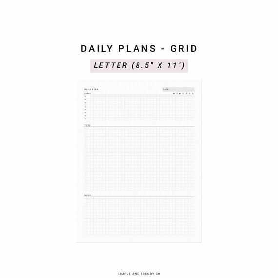 Daily Planner Printable US Letter Size Daily Organizer Daily - Etsy