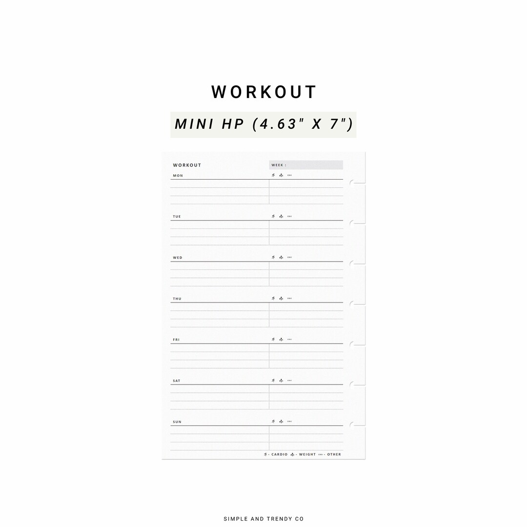 Workout Tracker Happy Planner Mini, Printable Weekly Workout Plan, Workout Log, Exercise Tracker