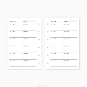 Year at A Glance Pocket Size Yearly 1 Page Yearly Planner | Etsy