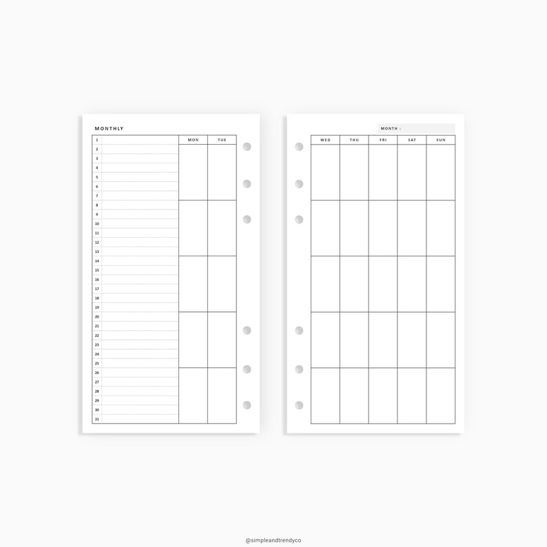 Monthly Planner Printable Personal Planner Inserts Monthly - Etsy