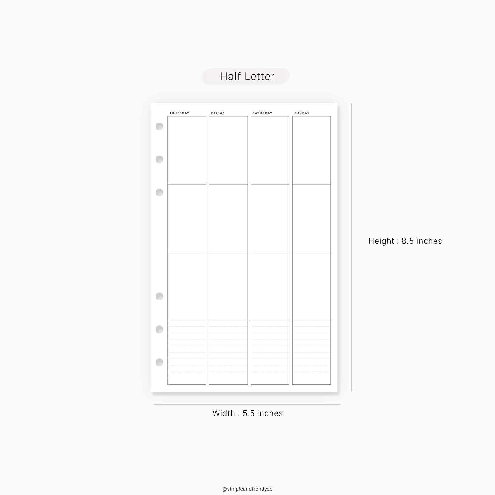 Weekly Planner Erin Condren Inserts Undated Printable Half Etsy