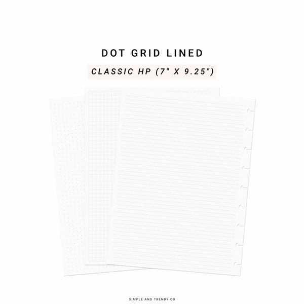 Dot Grid Lined Paper Happy Planner Classic, Printable Writing Paper Blank Notes, Study Note Template, Lecture Notes Taking Discbound Planner