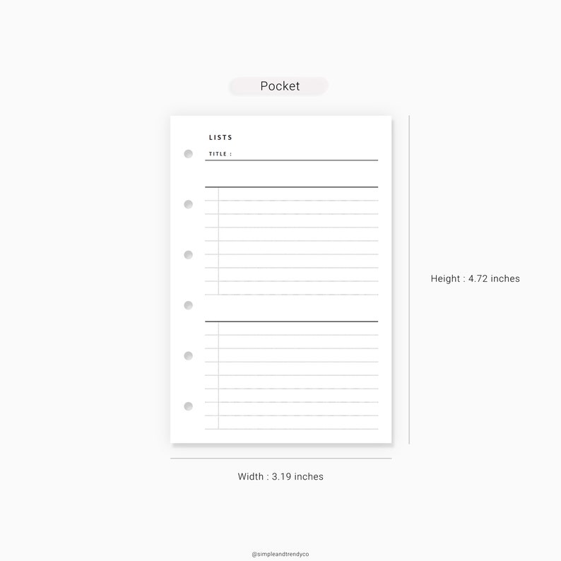 List Tracker Pocket Size Grocery List Shopping List Wish Etsy