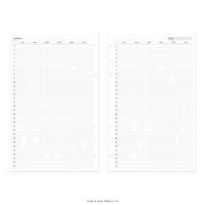 Yearly Vertical Planner 2 Page Half Size Half Letter Inserts - Etsy