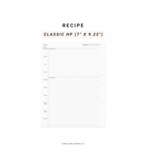 Recipe Happy Planner Classic Recipe Planner Printable Recipe - Etsy