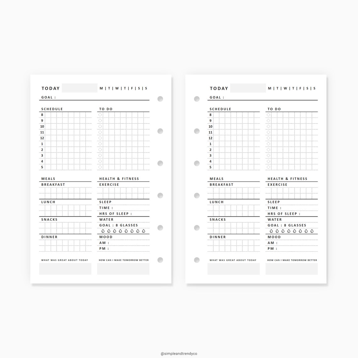 Daily Planner Pocket Size Minimalist Daily Printable Day Etsy