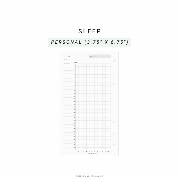 Sleep Tracker Personal Planner Inserts, Sleep Log Printable, Sleep Cycle Template, Sleeping Tracker Template