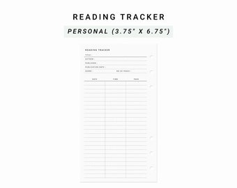 Reading Tracker, Printable Personal Planner Inserts, Book List, Reading Planner, Reading Log, Book Tracker, Book Log, Reading Time Log