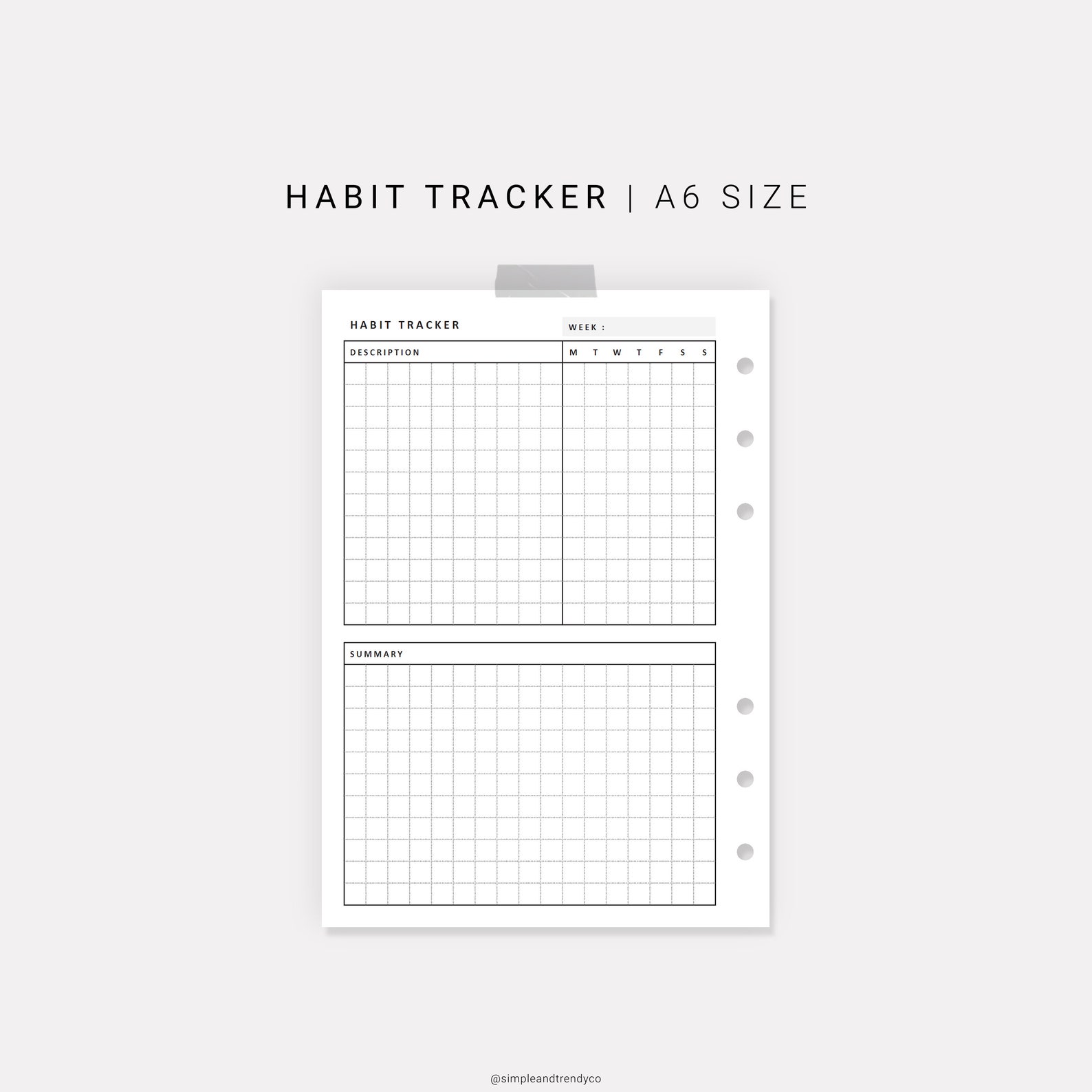 Habit Tracker Printable A6 Inserts Habit Tracking Goal | Etsy