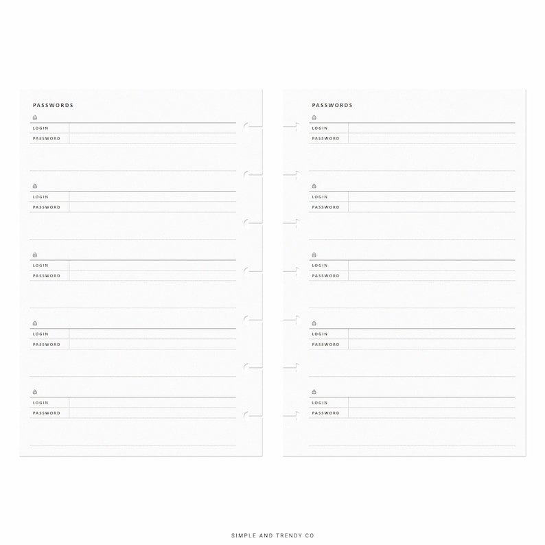Printable Password Log Happy Planner Mini Password Keeper - Etsy