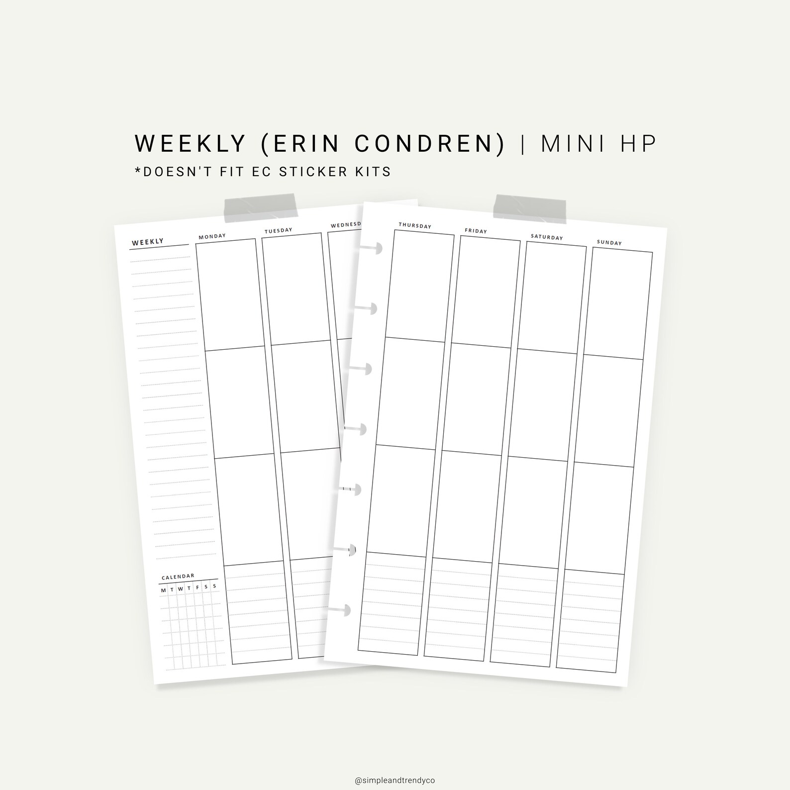 Weekly Planner Erin Condren Inserts Undated Printable Happy | Etsy