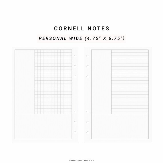 Cornell Notes Printable Notes Set Personal Wide Cornell Notes - Etsy