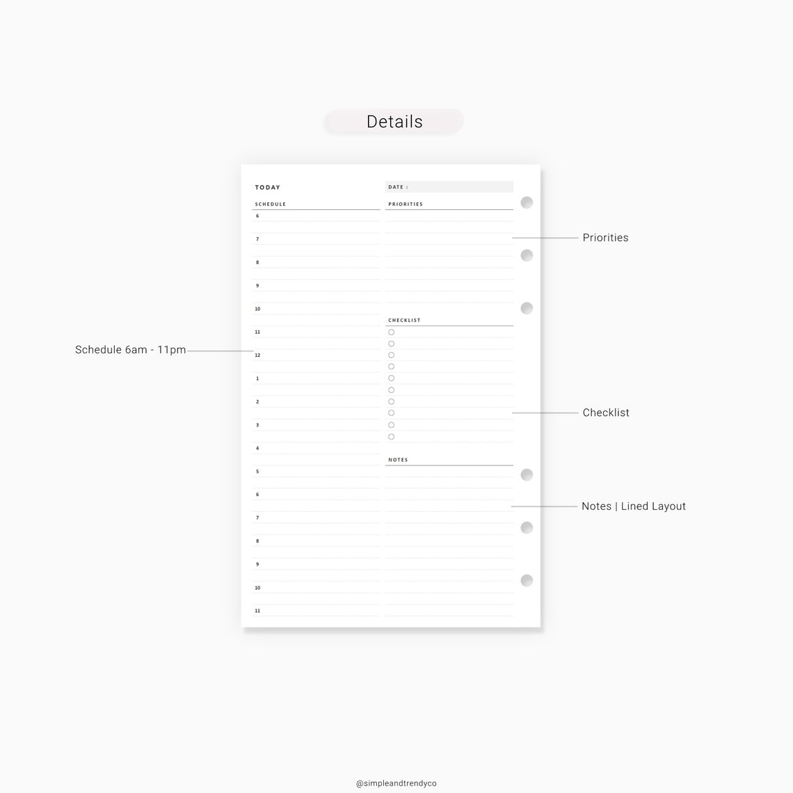 Daily Planner Printable Half Size Half Letter Inserts Daily | Etsy