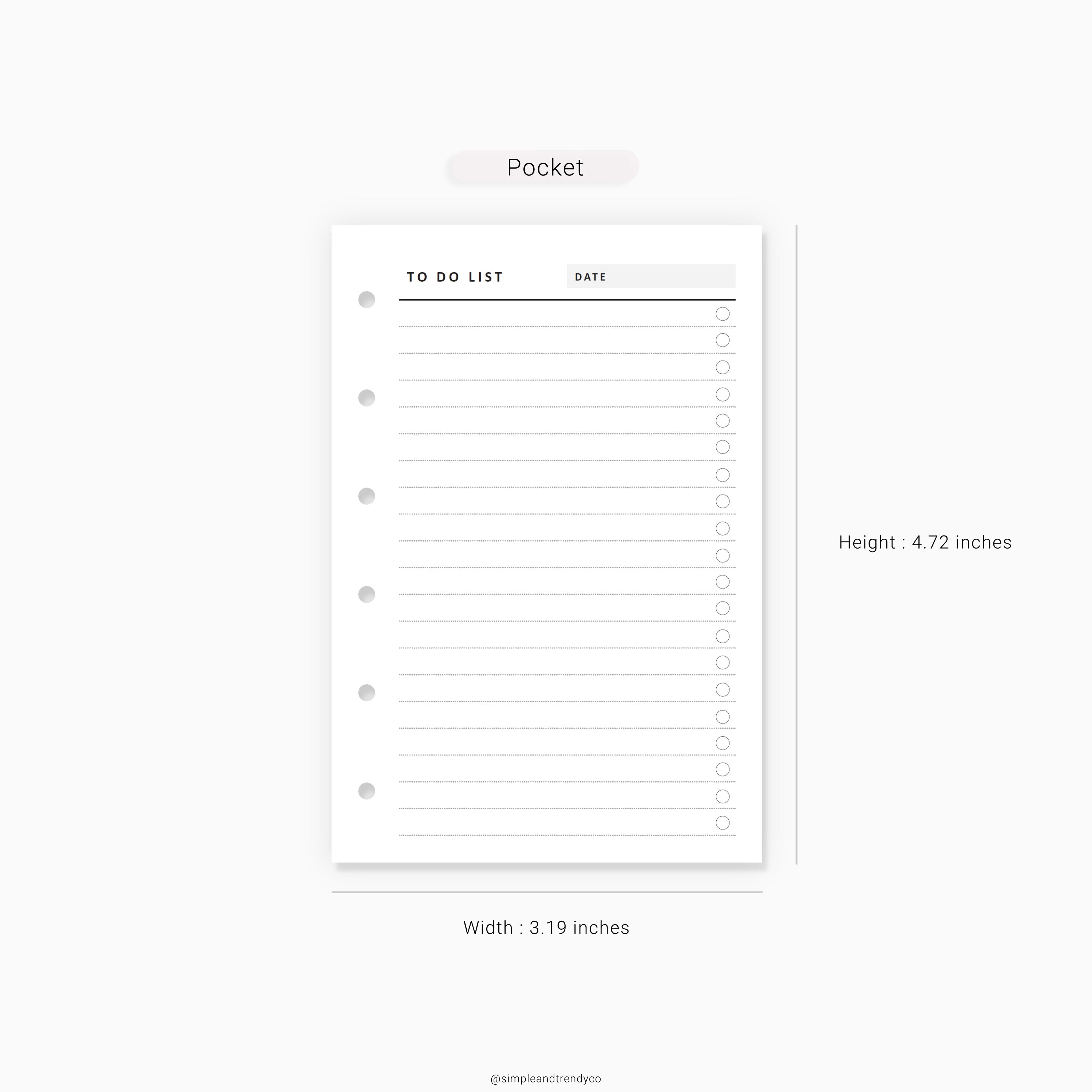 Printable to Do List Daily to Do List Pocket Size to Do | Etsy