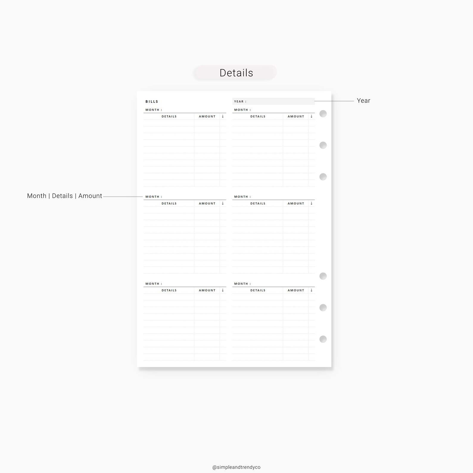Bill Tracker Printable A5 Planner Inserts Bill Organizer Bill | Etsy