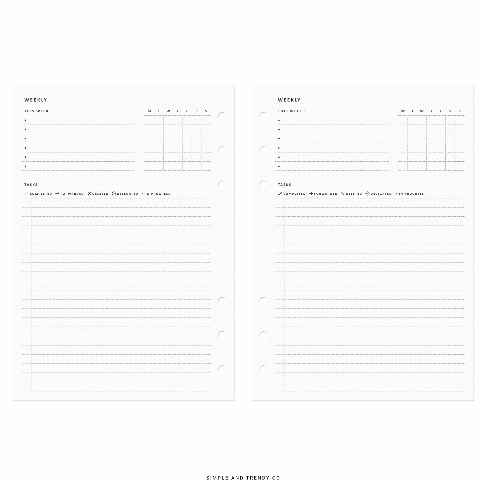 Weekly Planner Calendar Personal Wide Printable Week on 1 - Etsy
