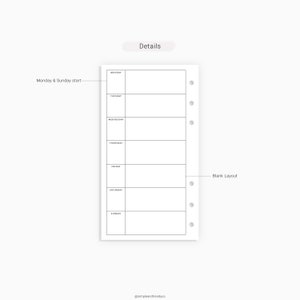 week on one page weekly planner pages printable personal etsy