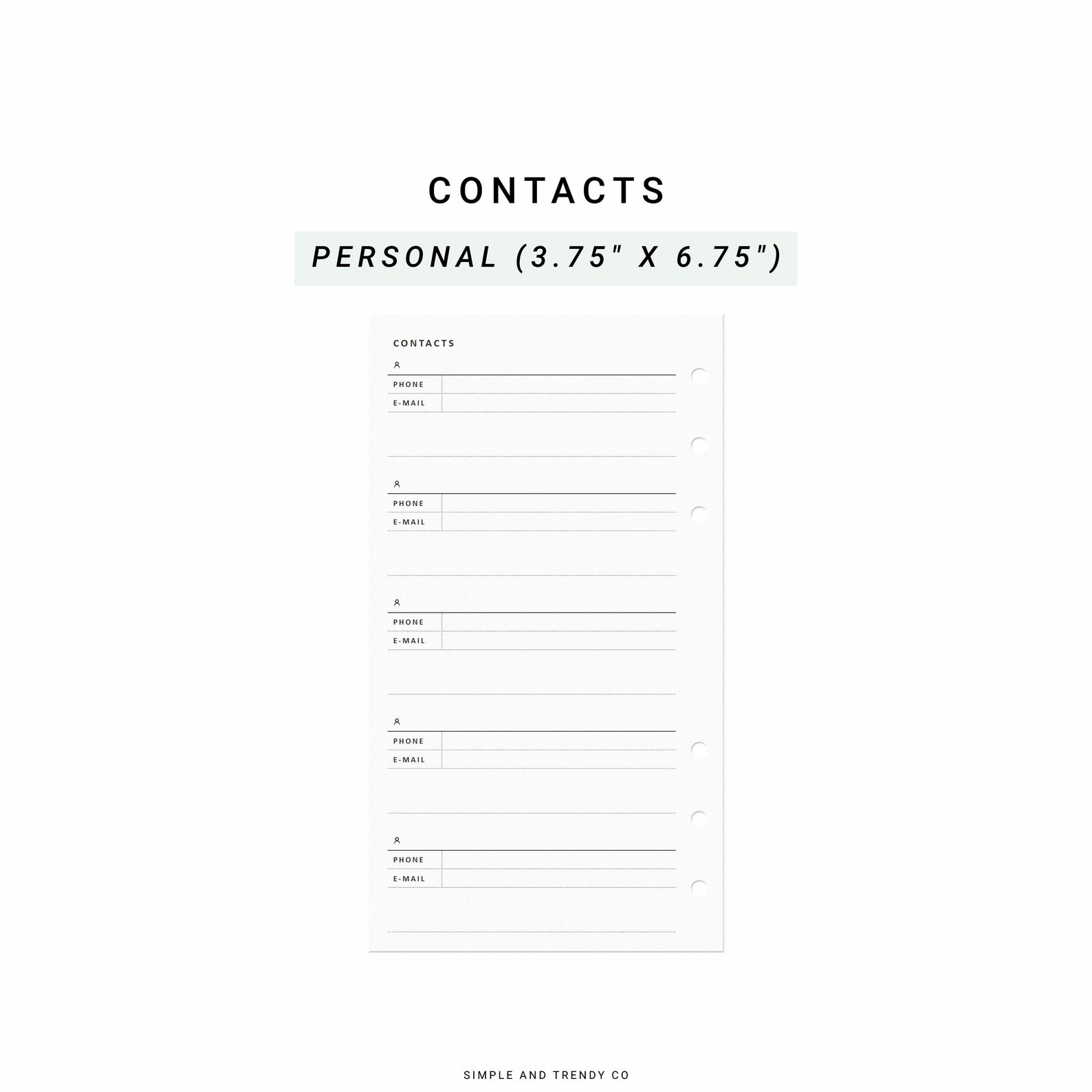 Printable Contacts List Personal Planner Inserts Emergency - Etsy