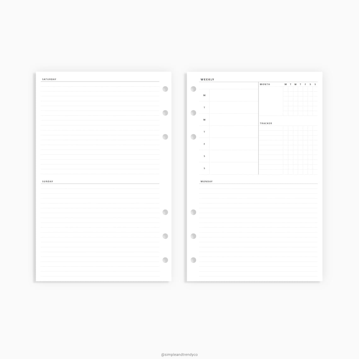 Undated Weekly Planner Printable Half size Half Letter | Etsy
