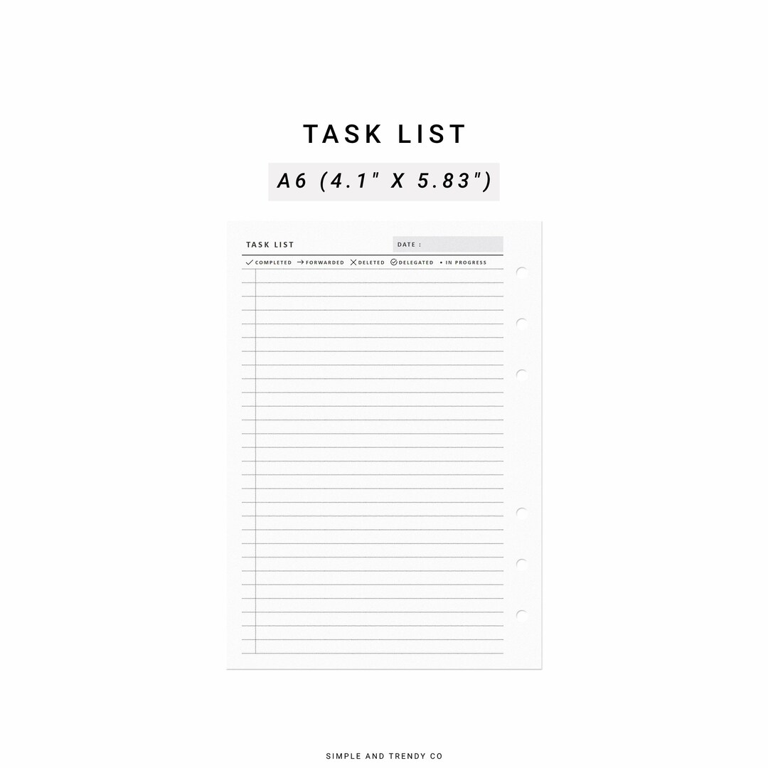 Printable to Do List A6 Inserts, Daily to Do List, Printable Task List ...