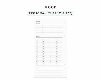 Mood Tracker Personal Planner Inserts, Monthly Yearly Mood, Anxiety Emotions Tracker, Emotions Log