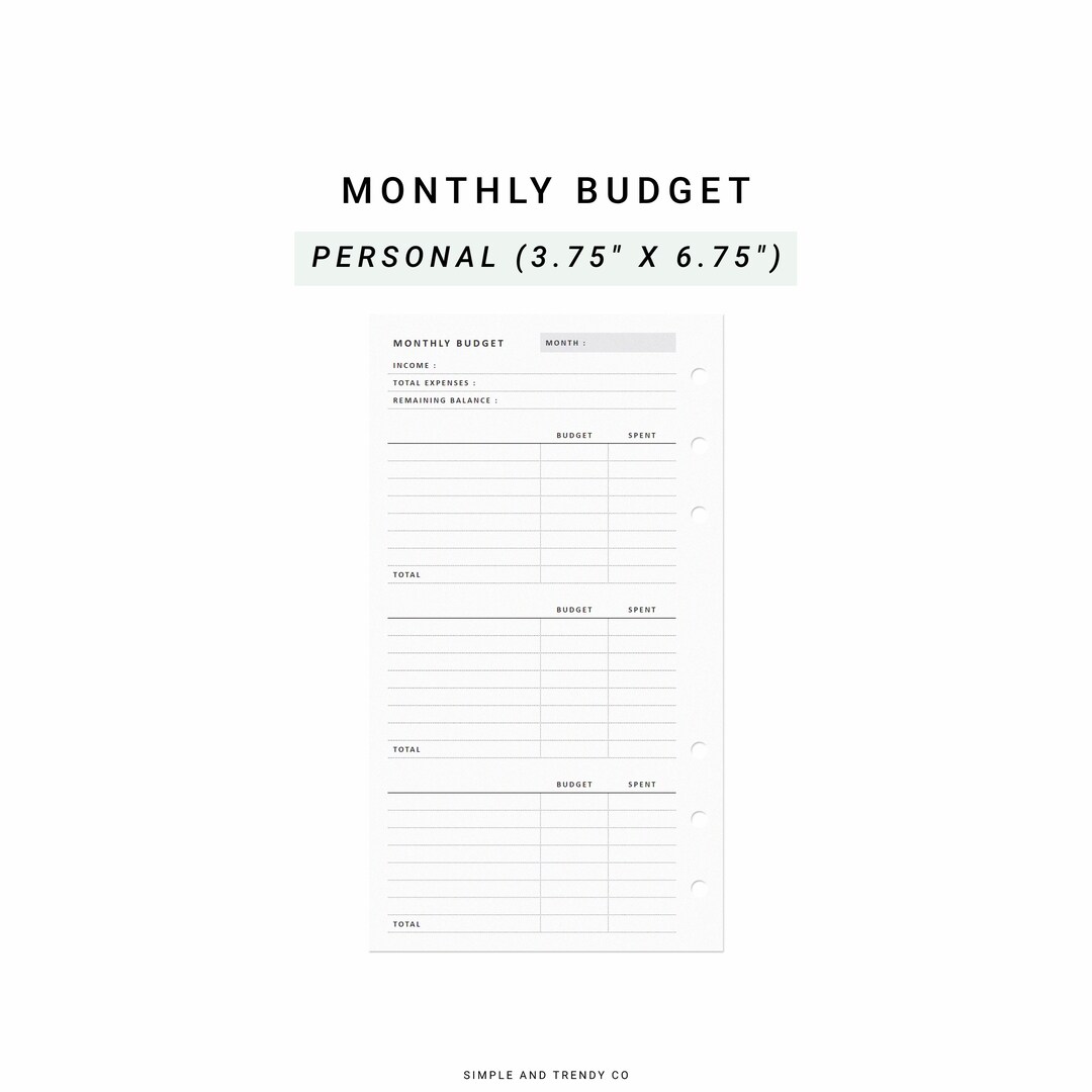 Budget Planner Printable Personal Planner Inserts, Monthly Budget ...