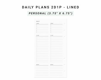 Daily 2 Days on 1 page Personal Planner Inserts, Daily To Do List, Day Planner 2D1P Daily Planner