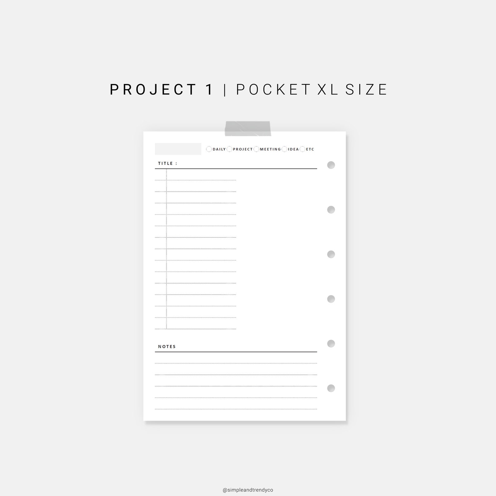 Project Planner Pocket XL Printable Daily Planner Ideas | Etsy