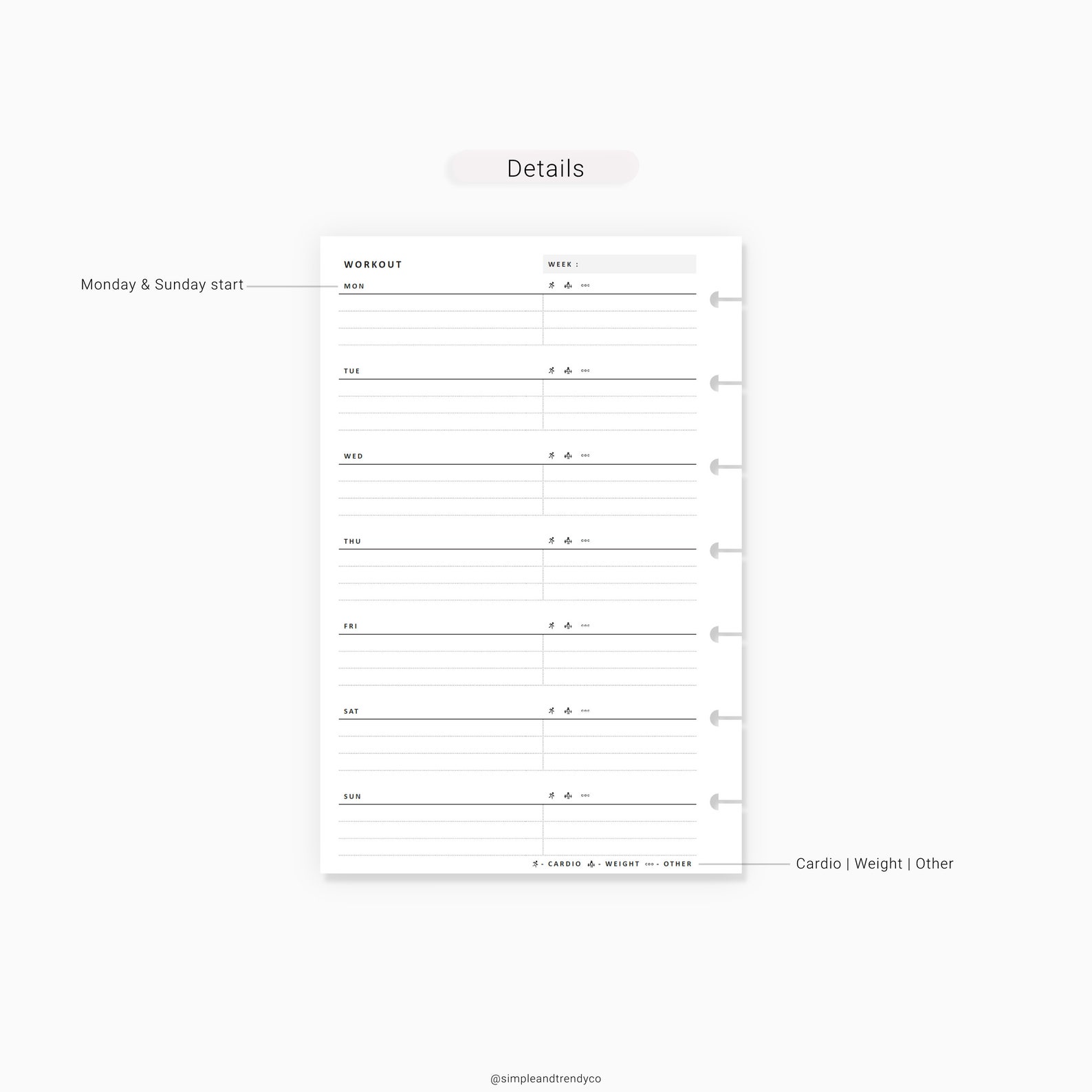 Workout Tracker Happy Planner Mini Printable Weekly Workout Etsy