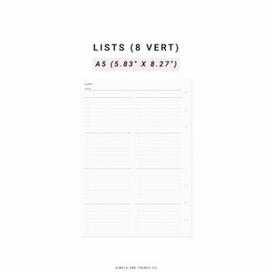 To Do List A5 Planner Inserts, Grocery List Shopping List, Wish List Bucket List, List Insert List Making, Gift To Buy List, List Tracker